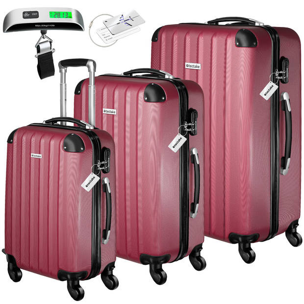 tectake® kofferset met bagageweger 3-delige set Reiskoffer Trolley Hardcase