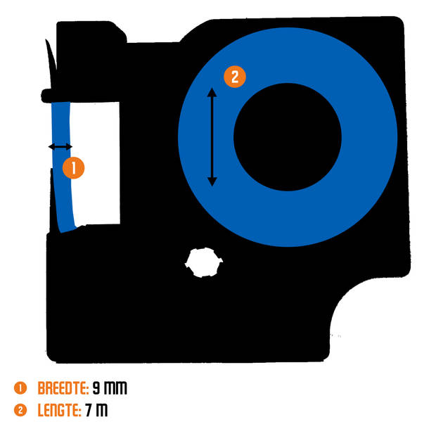 DULA Dymo D1 40914 - S0720690 - Compatible label tape - 3 lettertapes - Blauw op wit - 9mm x 7m