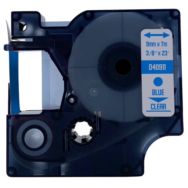 DULA Dymo D1 40911 Compatible label tape - 5 lettertapes - Blauw op transparant - 9mm x 7m