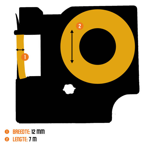 DULA Dymo D1 45025 Compatible label tape - 5 lettertapes - Goud op transparant - 12mm x 7m