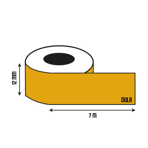 DULA label tape - Compatible met Dymo D1 45025 - 1 stuk - Goud op transparant - 12mm x 7m