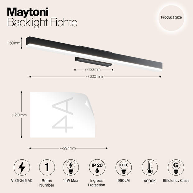 Maytoni - Achtergrondverlichting Fichte - Zwart