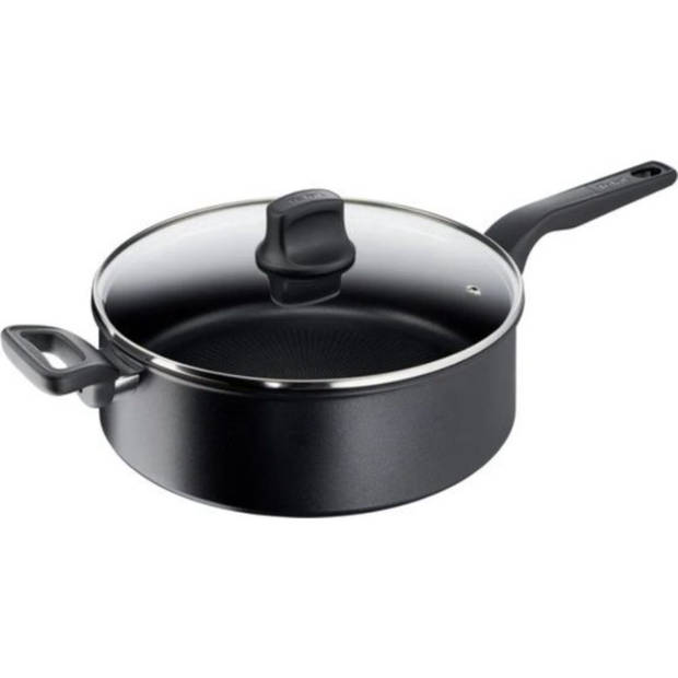 Tefal Hard Titanium Pro Pannenset - Koekenpannen Ø20/24/28cm + Wokpan Ø28cm + Hapjespan Ø28cm - Inductie - Zwart