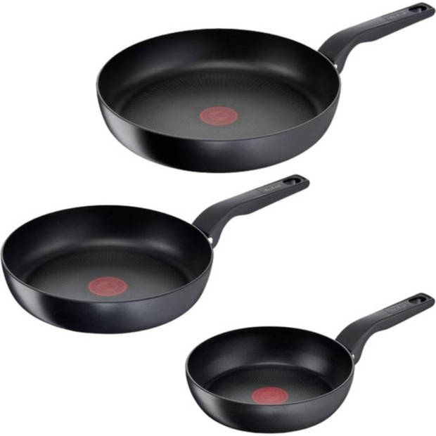 Tefal Hard Titanium Pro Pannenset - Koekenpannen - Ø20/24/28cm - Extra diep - Inductie - Aluminium - Zwart