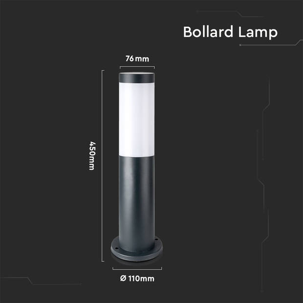 V-TAC VT-838-G45 E27 Buitenverlichting - Meerpaallampen - Grijs - IP44