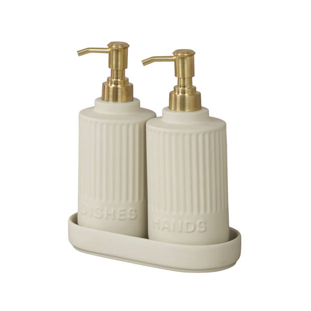 Zeep en afwasmiddel dispenser Wenko - Crème - 2x 550 ml