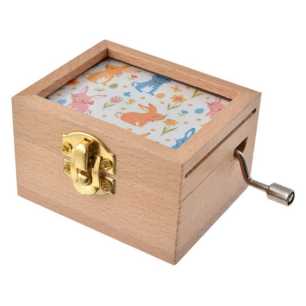 Clayre & Eef Muziekdoos 9x6x4 cm Wit Beige Hout Wit