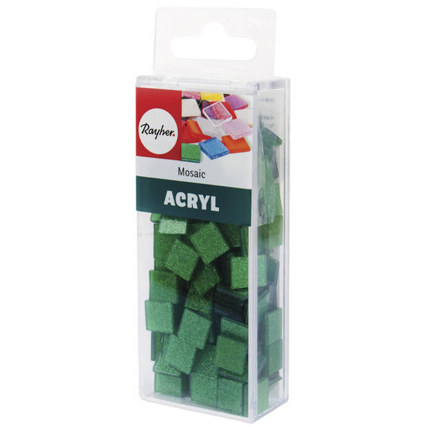 205x stuks acryl glitter mozaiek steentjes groen 1 x 1 cm - Mozaiektegel