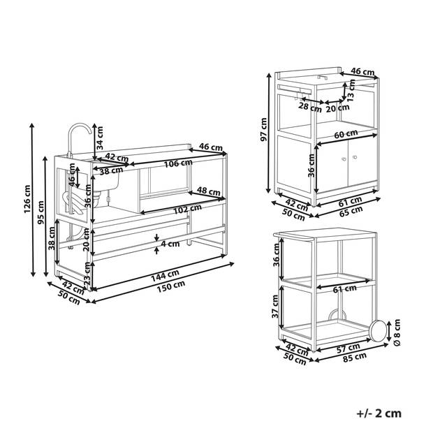 Beliani ORTISEI - Buitenkeuken-Grijs-Kunsthout, Aluminium