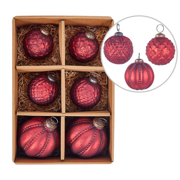 Beliani ARGENTIN - Kerstballen-Rood-Glas