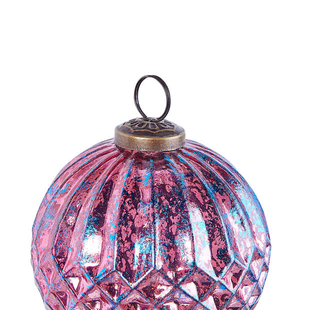 Beliani ASTRAL - Kerstballen-Roze-Glas