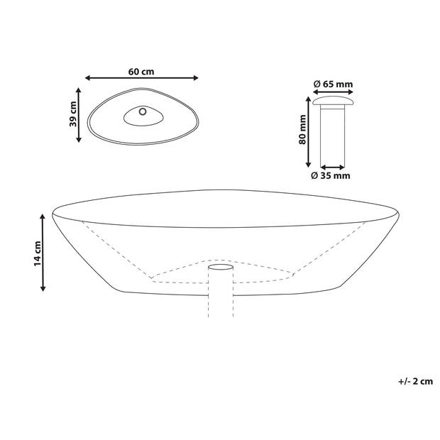 Beliani TIRIG - Wastafel-Wit-Keramiek