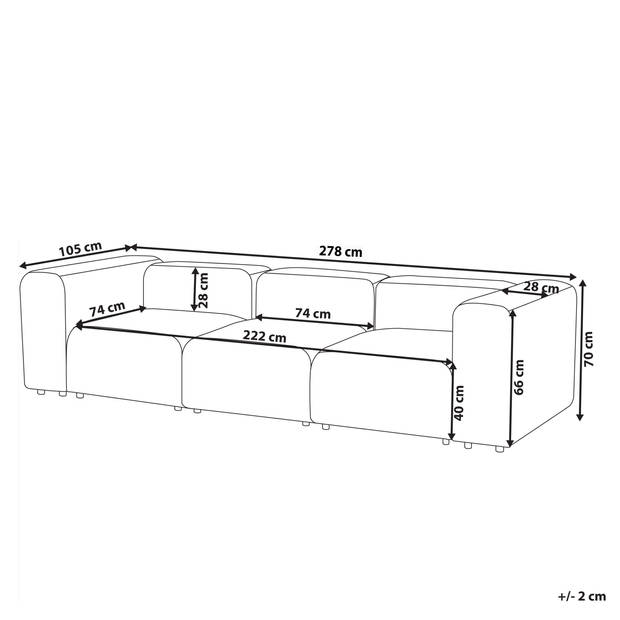 Beliani FALSTERBO - Modulaire Sofa-Grijs-Corduroy