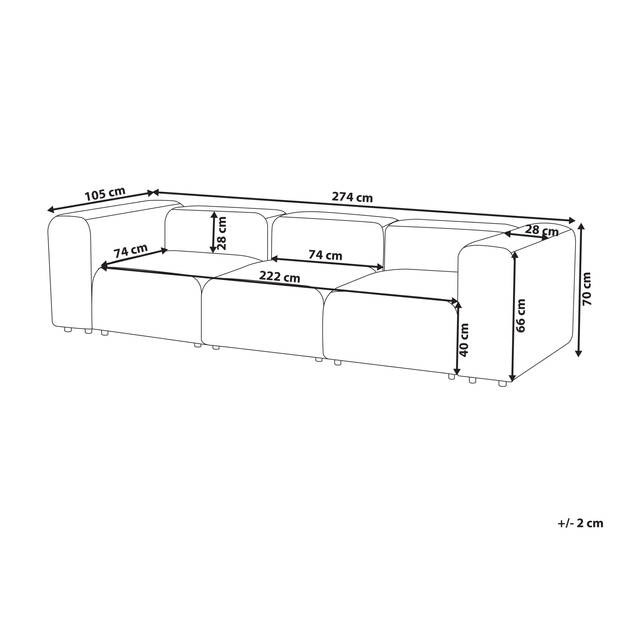 Beliani FALSTERBO - Modulaire Sofa-Grijs-Fluweel