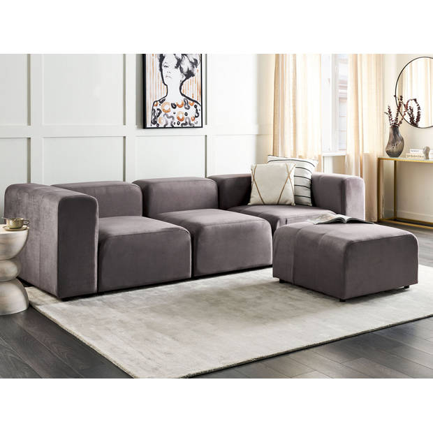 Beliani FALSTERBO - Modulaire Sofa-Grijs-Fluweel