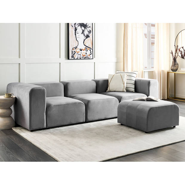 Beliani FALSTERBO - Modulaire Sofa-Grijs-Fluweel