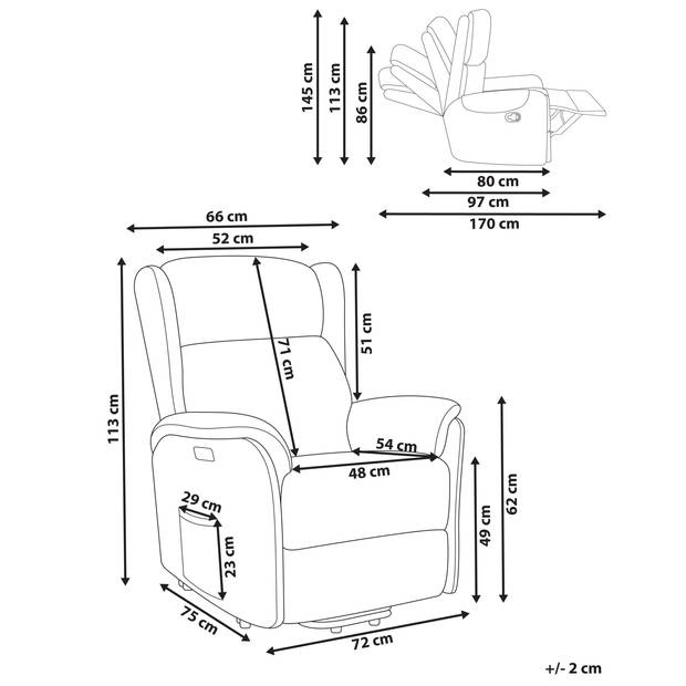 Beliani ELEGY - Fauteuil-Wit-Polyester