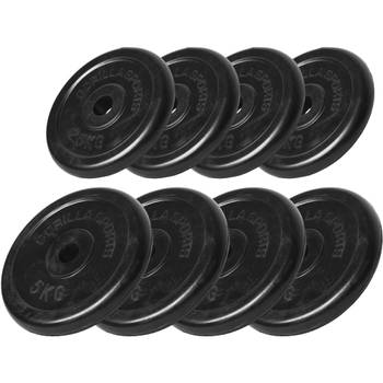 Gorilla Sports Halterschijven set 30 kg - 4 x 2,5 en 4 x 5 kg - Gietijzer - Rubber - 30 mm