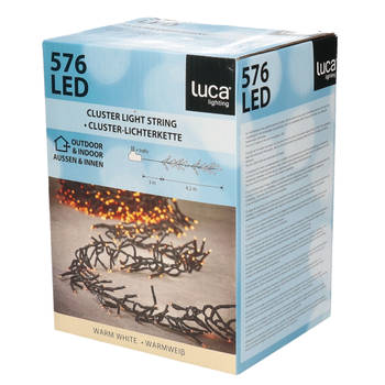 Luca Lighting Kerstverlichting - 576 lampjes - afstandsbediening - warm wit - 420cm - clusterverlichting - Kerstverlicht