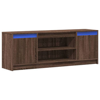 vidaXL Tv-meubel met LED 139,5x34x50 cm bewerkt hout bruin eikenkleur