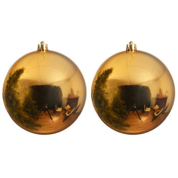 2x Grote raam/deur/kerstboom decoratie gouden kerstballen 25 cm glans - Kerstbal