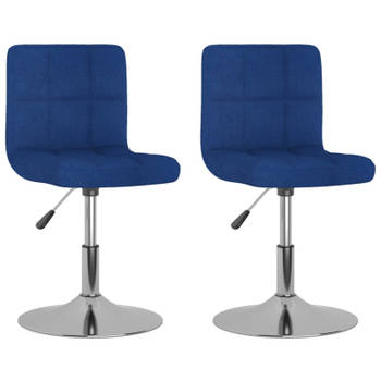 vidaXL Eetkamerstoelen 2 st draaibaar stof blauw