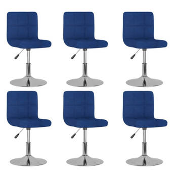 vidaXL Eetkamerstoelen draaibaar 6 st stof blauw