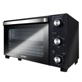 MPM Vrijstaande Elektrische Oven 22 Liter, Hete Lucht Mini Oven met Timer, 230°C, 1300W, Zwart