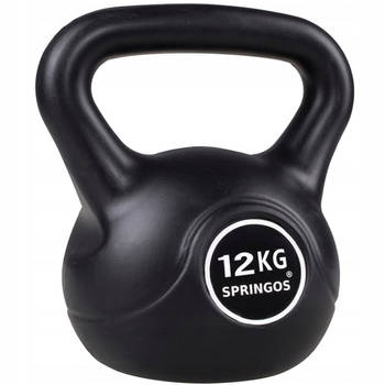 Springos Kettlebell Zwart 12 kg