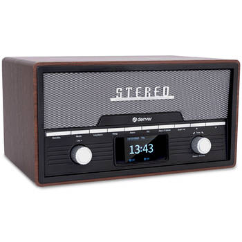 Denver DAB Radio CD Speler - Retro Radio - Bluetooth - 20 voorkeuzezenders - DAB /FM / AUX - MDA525 - Darkwood