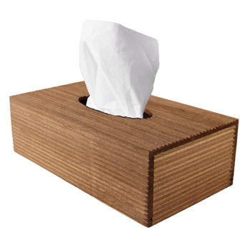 OTIX Tissue box Houder - Bruin- Rib Hout - 25x14x8cm