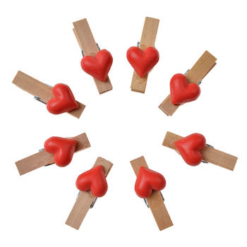 Clayre & Eef Decoratieve Knijpers 3x2 cm Rood Hout Hartjes Rood