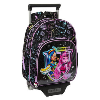 Schoolrugzak met Wielen Monster High Zwart 28 x 34 x 10 cm