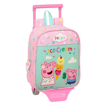 Schoolrugzak met Wielen Peppa Pig Ice cream Groen Roze 22 x 27 x 10 cm