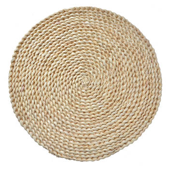 Clayre & Eef Placemat Ø 38 cm Beige Stro Rond Tafelmat Beige Tafelmat