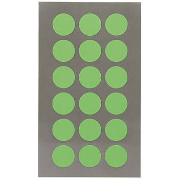 Hobby stickers - 72x stuks - D15 mm - neon groen ronde stickers - Kantoor stickers - Scrapbook - Stickers