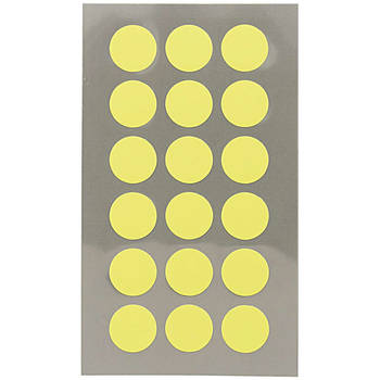 Hobby stickers - 72x stuks - D15 mm - neon geel ronde stickers - Kantoor stickers - Scrapbook - Stickers