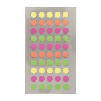 Hobby stickers - 200x stuks - D8 mm - neon gekleurde ronde stickers - Kantoor stickers - Scrapbook - Stickers