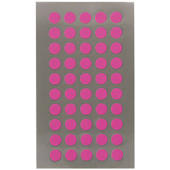 Hobby stickers - 200x stuks - D8 mm - neon roze ronde stickers - Kantoor stickers - Scrapbook - Stickers