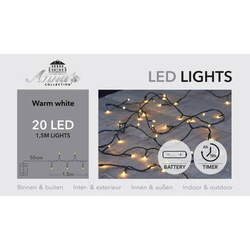 Anna's Collection kerstverlichting - warm wit - 150 cm - 20 leds - Kerstverlichting kerstboom