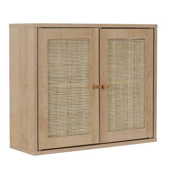 Hangkastje Bali Rattan - Wand Badkamerkast Hangend met Rattan - Bruin