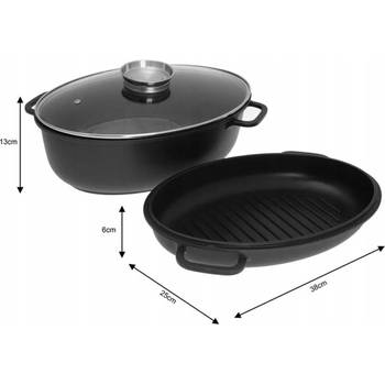 Kinghoff 3949 - 2 in 1 braadpan - 38 x 25 cm