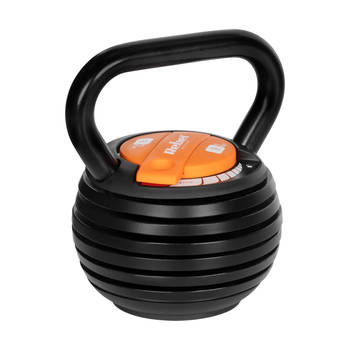 Rebel Active Verstelbare Gietijzeren Kettlebell 2,3 - 9 kg - Fitness Kettlebell - Krachttraining & Conditie - Zwart