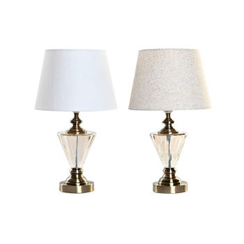 Bureaulamp Home ESPRIT Wit Beige 28 x 28 x 48 cm (2 Stuks)