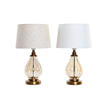 Bureaulamp Home ESPRIT Wit Beige 28 x 28 x 46 cm (2 Stuks)