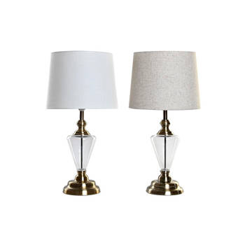 Bureaulamp Home ESPRIT Wit Beige Metaal Kristal 35 x 35 x 69 cm (2 Stuks)