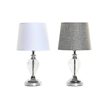 Bureaulamp Home ESPRIT Wit Grijs Metaal Kristal 20 x 20 x 37 cm (2 Stuks)