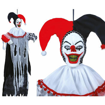 Fiestas Guirca Decoratie pop horrorclown - licht/geluid/beweging - 120 cm - Halloween poppen