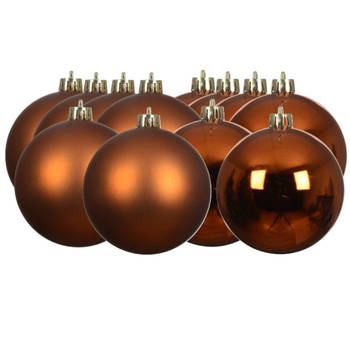 Decoris kerstballen - 12x st - 6 cm - koper/cognac bruin - Kerstbal