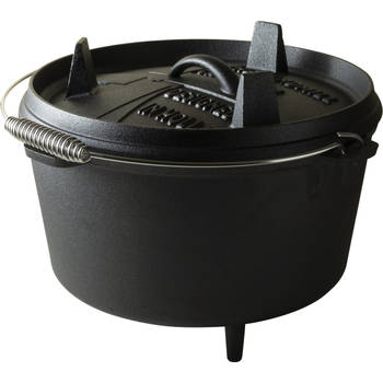 Dutch Oven 9Qt - 7,6 liter - The Windmill - 3-delig - Gietijzer Braadpan - Zwart